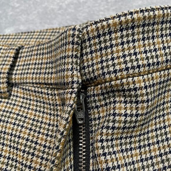 A.L.C. Pants Womens 2 Tan Edwin Plaid Split Hem Trouser Academia Preppy Classic - Picture 6 of 9